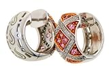 14K Two Tone Gold Pink Sapphire and Diamond Earrings
