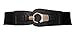 eVogues Plus size Brushed Silver Eyelet Locking Elastic Fashion Belt Black - One Size Plus