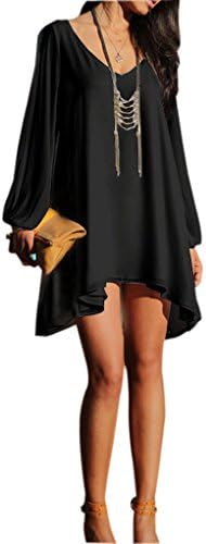 Women's Sexy V Neck Irregular Skirt Summer Loose Fit Chiffon Beach Dress