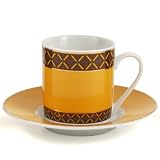 Retro Yellow Espresso Cup & Saucer Demitasse set, Service for 6