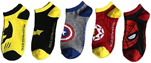 Wolverine Batman Iron Man Spiderman Captain America No Show Socks X5 Pairs