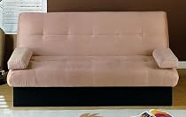 Contemporary Style Taupe Microfiber Futon Sofa Bed w/Storage