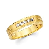 14K Yellow Gold Round Diamond Men's Couple Wedding Ring Band (1/5 ctw., GH Color, SI Clarity)