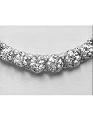 14K White Gold Diamond Graduated Necklace With 18 Inch Rope Chain