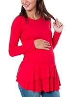 MENONOVE easy Camiseta Manga Larga Premamá (Rojo)