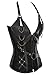 FIYOTE Women 14 Steel Bone Steampunk Leather Vintage Bustiers Corsets (S, Black)