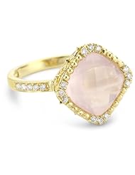 Katie Decker "Stackable" 18k Rose Quartz and Diamond Ring, Size 7