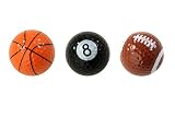 Assorted Designed Golf Balls (Basketball, Football, 8-Ball) - 3 balls in a box