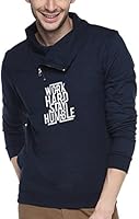 Campus Sutra Navy Blue Mens Shawl Neck Printed Sweatshirt (AW15_HCWL_M_WHSH_BU_L)