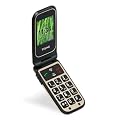 Telme Flip F200 Gro�tastenhandy mit notruf (5,6 cm (2,2 Zoll), Bluetooth, Kamera und Tischladestation) champagner