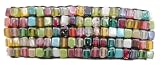 Multi Colored Square Glass Bead Stretch Bracelet