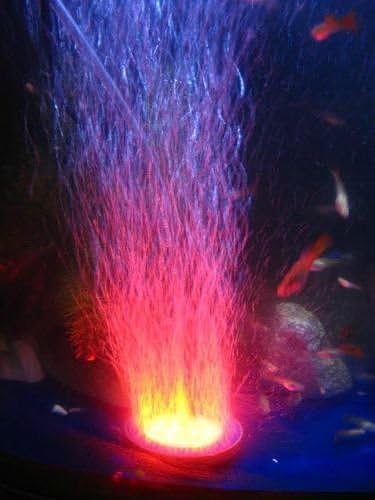 Aquarium Fish Tank Air Curtain Bubble Stone Disk with 6 Red LED Light New 1xpcs No.34