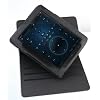 JKase (TM) VIZIO 8-Inch Tablet with WiFi Ultra-Slim Series Custom Fit Multi-Angle Rotating Folio Case Cover with Built-in Stand (Black)
