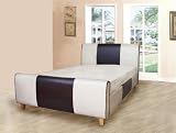 6'0 Cream & brown faux leather bed