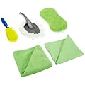 FK Automotive FKRI005 Kfz Reinigungs Set 5-teilig von FK (2 Mikrofasertuch/Wedel,Felgenb�rste,Schwamm)