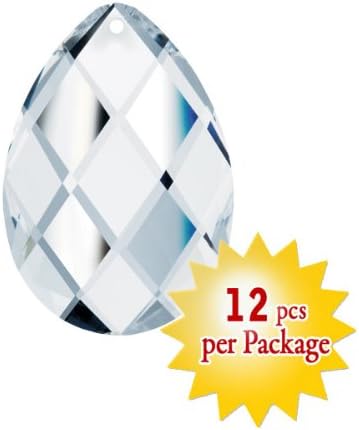 CrystalPlace Clear 12 Pieces Faceted Glass Almond Decorative Charm in 2"