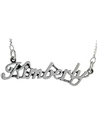 Sterling Silver KIMBERLY Name Necklace 3/8 inch, 17 inches long