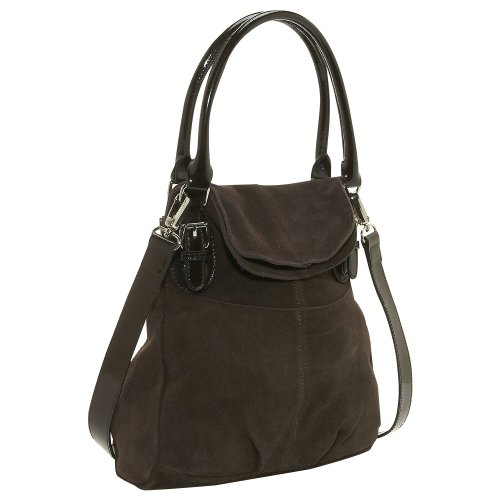 Jesselli Couture Suede Cross Shoulder Tote: Espresso