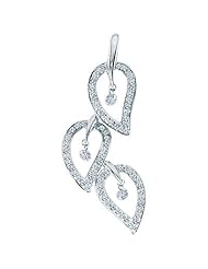 14K White Gold Diamond Dashing Diamonds Pendant With 18 Inch Rope Chain