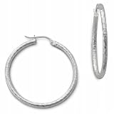Bridge Jewelry Sterling Silver Patterned Hoop Earrings - Silver