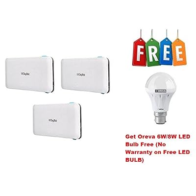 Digitek DIP 6000 mAh Power Bank Li Polymer - White Pack of 3 + Get Oreva 6W/8W LED Bulb Free