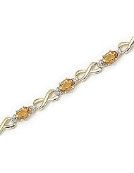 10kt Yellow Gold Oval Citrine and Diamond Bracelet