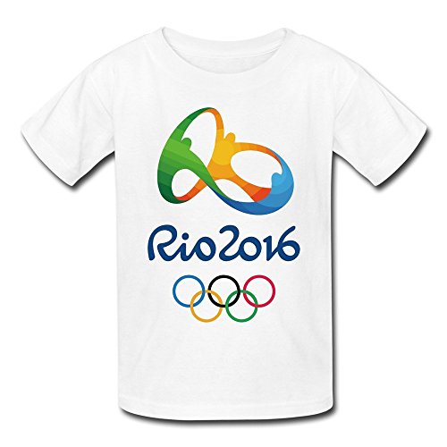 Teelife Youth's 2016 Brazil Rio Olympic Games Logo T-shirt White Large