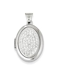 Sterling Silver Pave Swarovski Elements 21mm Oval Locket