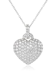 Sterling Silver Created White Sapphire Heart Pendant Necklace, 18"