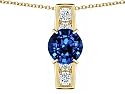 2.05 cttw 925 Sterling Silver 14K Yellow Gold Plated Lab Created Round Sapphire Pendant - Gold Plated Silver