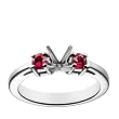 18k White Gold Prong-Set Engagement Ring Settting with Ruby Sidestones