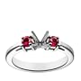 18k White Gold Prong-Set Engagement Ring Settting with Ruby Sidestones