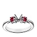 18k White Gold Prong-Set Engagement Ring Settting with Ruby Sidestones