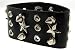 2 Rows of Spikes Shaped Studs and Star Studs Leather Wrist Band Bracelet