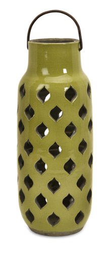 15 Olive Green Cut Candle Lantern