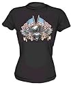 Wild Breed World Class Motorcycles Eagle Flags Women's Babydoll Biker T Shirt Small thru XL in 8 Colors