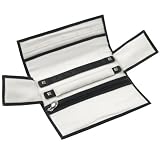 Black leather smaller sized jewelry roll or travel roll from Wolf Designs by Daralis