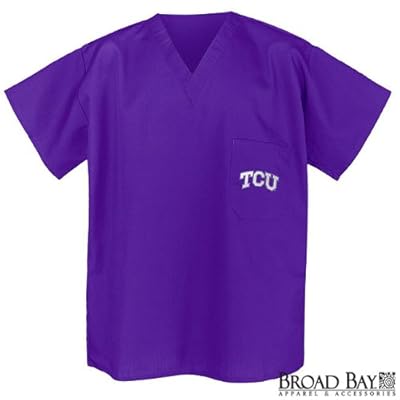 TCU Logo Scrubs Top Shirt- Texas Christian University For HIM or HER -Officially Licensed NCAA College Logo Apparel For HIM or HER SEARCH BROAD BAY SCRUB FOR OTHER College Logo Apparel Unique GIFT Ideas for Man Men Woman Women Ladies Nurses