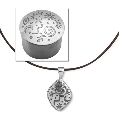 Sterling Silver Petroglyph Pendant on Leather Cord with Matching Treasure Box 41PhY%2Bv2HML Sterling Silver Jewelry: Sterling Silver Petroglyph Pendant on Leather Cord with Matching Treasure Box