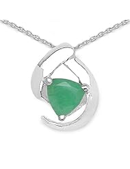 0.70 Carat Genuine Emerald Sterling Silver Pendant Necklace. 18"