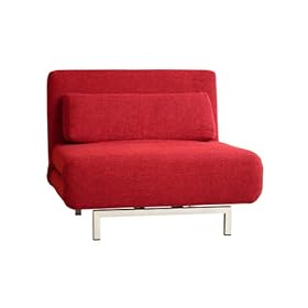 Baxton Furniture Studios Romano Convertible Sofa Chair Bed, Red