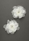 David's Bridal Organza Flower Clip with Crystal and Rhinestones Style F8095, White, Bridal Wedding Fascinator