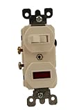 Leviton 5226-W 15 Amp, 120 Volt, Duplex Style Single-Pole / Neon Pilot AC Combination Switch, Commercial Grade, Non-Grounding, Side Wired, White