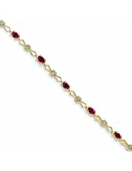 2.1 Carat 14K Gold Diamond and African Ruby Oval Bracelet