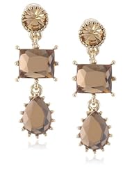 Betsey Johnson "Iconic Summer Metallics" Topaz Gem Double Drop Earrings