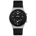 Skagen Midsize 733XLSLB Steel Collection Dual Time Black Leather Watch