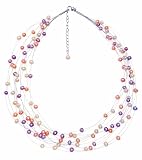 Produkt-Bild: VALERO PEARLS 60440530 12-str&auml;ngiges S&uuml;&szlig;wasser-Zuchtperlencollier in multicolor ca. 43 + 5 cm lang