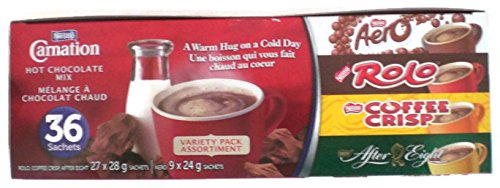 Carnation Hot Chocolate Mix Variety Pack Aero, Rolo, Coffee Crisps, After Eight 36 pack