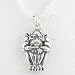 Jewelry : Sitting Gargoyle Pendant in Sterling Silver on a 16' Box Chain, #8508