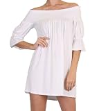 Short Off the Shoulder Rushed Dress in White